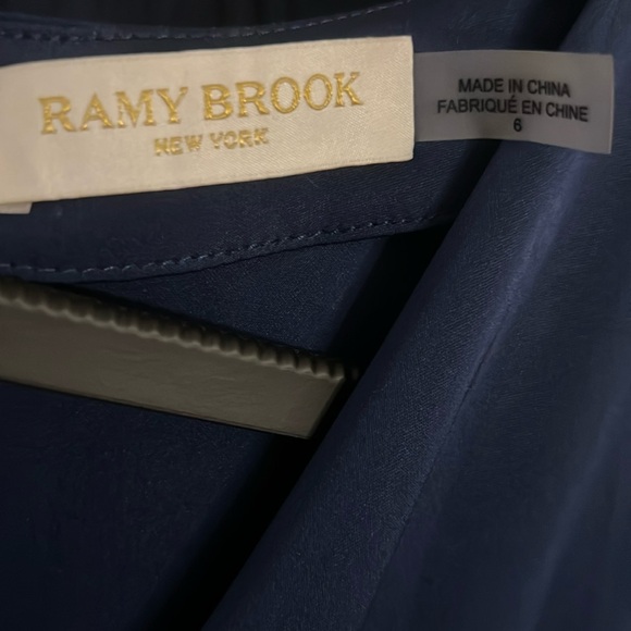 Ramy Brook Tanya V neck Long Sleeve Mini Dress Spring Navy size 6 - Picture 6 of 6